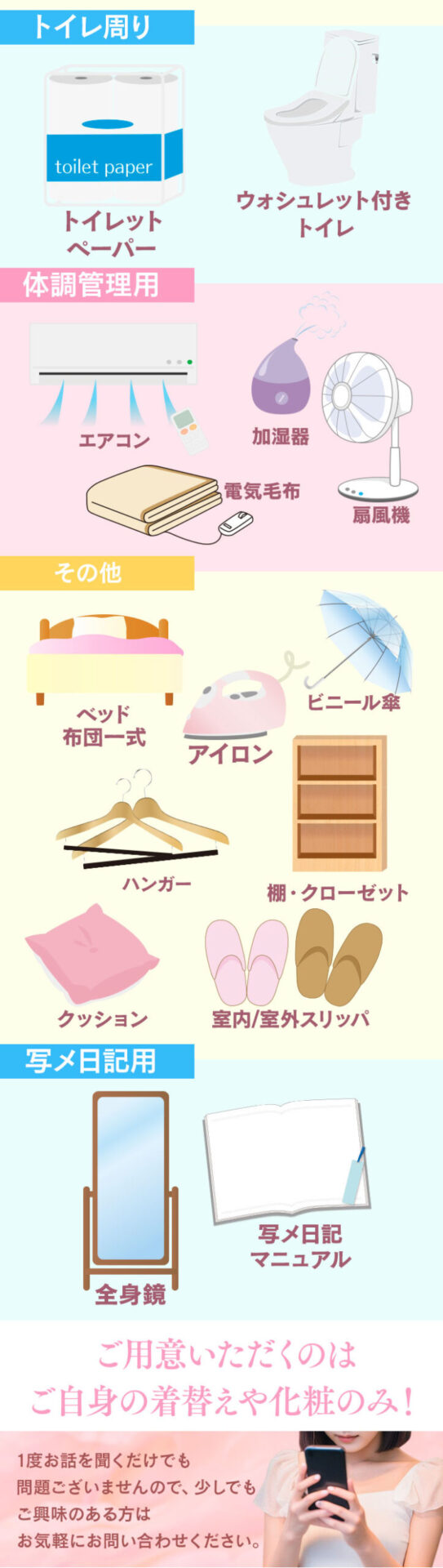 高知出稼ぎ求人の快適な寮設備 ベッド周り