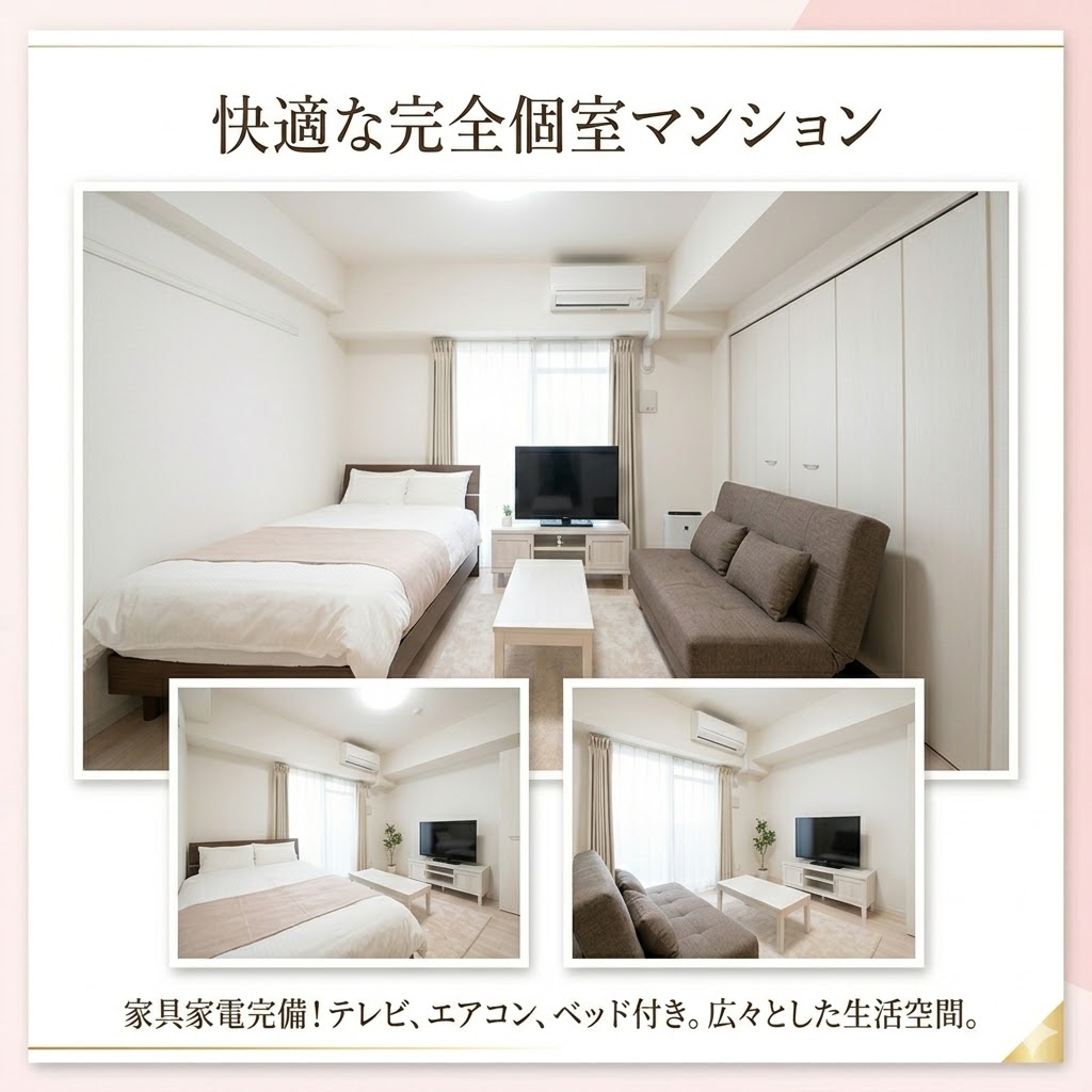 高知出稼ぎ求人の寮設備 綺麗な室内