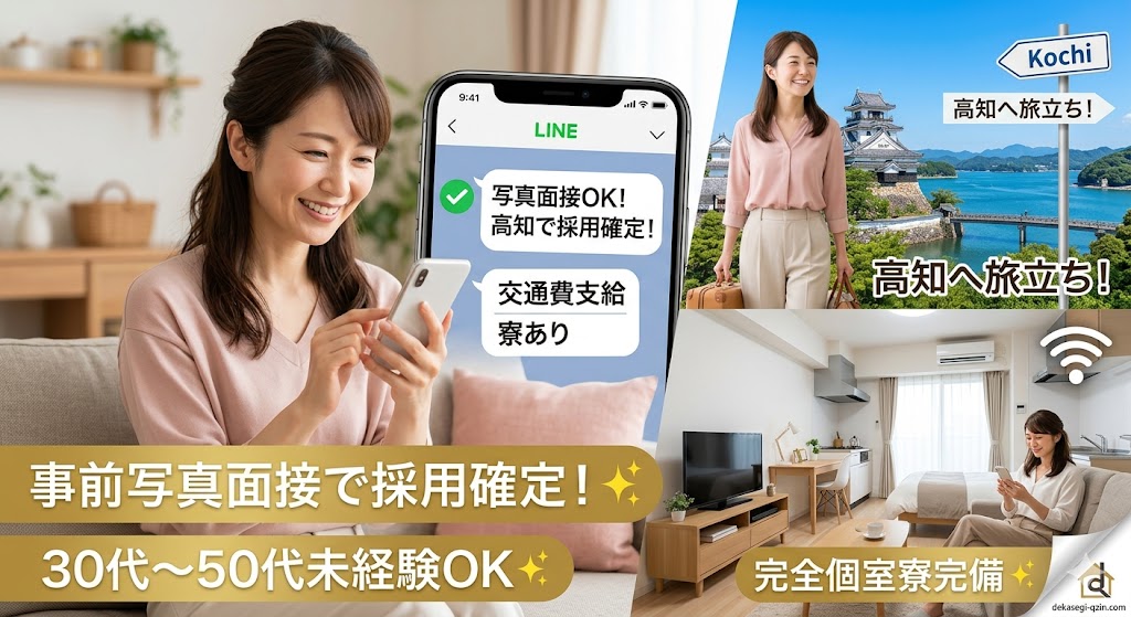 高知出稼ぎの事前LINE相談と写真面接のイメージ