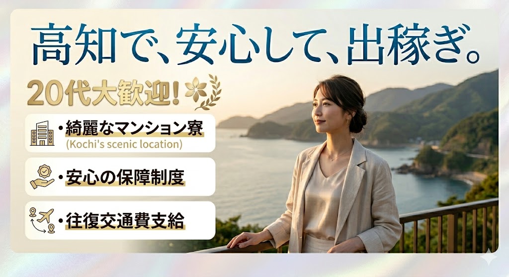 安心して働ける高知出稼ぎ。充実の待遇で貴女の新し人生をサポート！