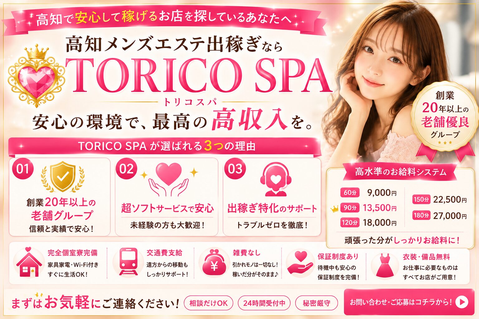 高知のメンズエステ出稼ぎ求人ならTORICO SPA｜高収入・個室寮完備・未経験歓迎